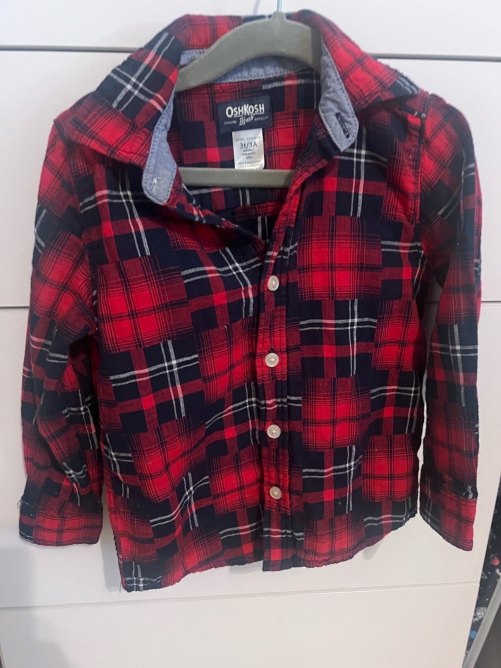 OshKosh B'gosh Red and Navy Plaid Button-Down Shirt